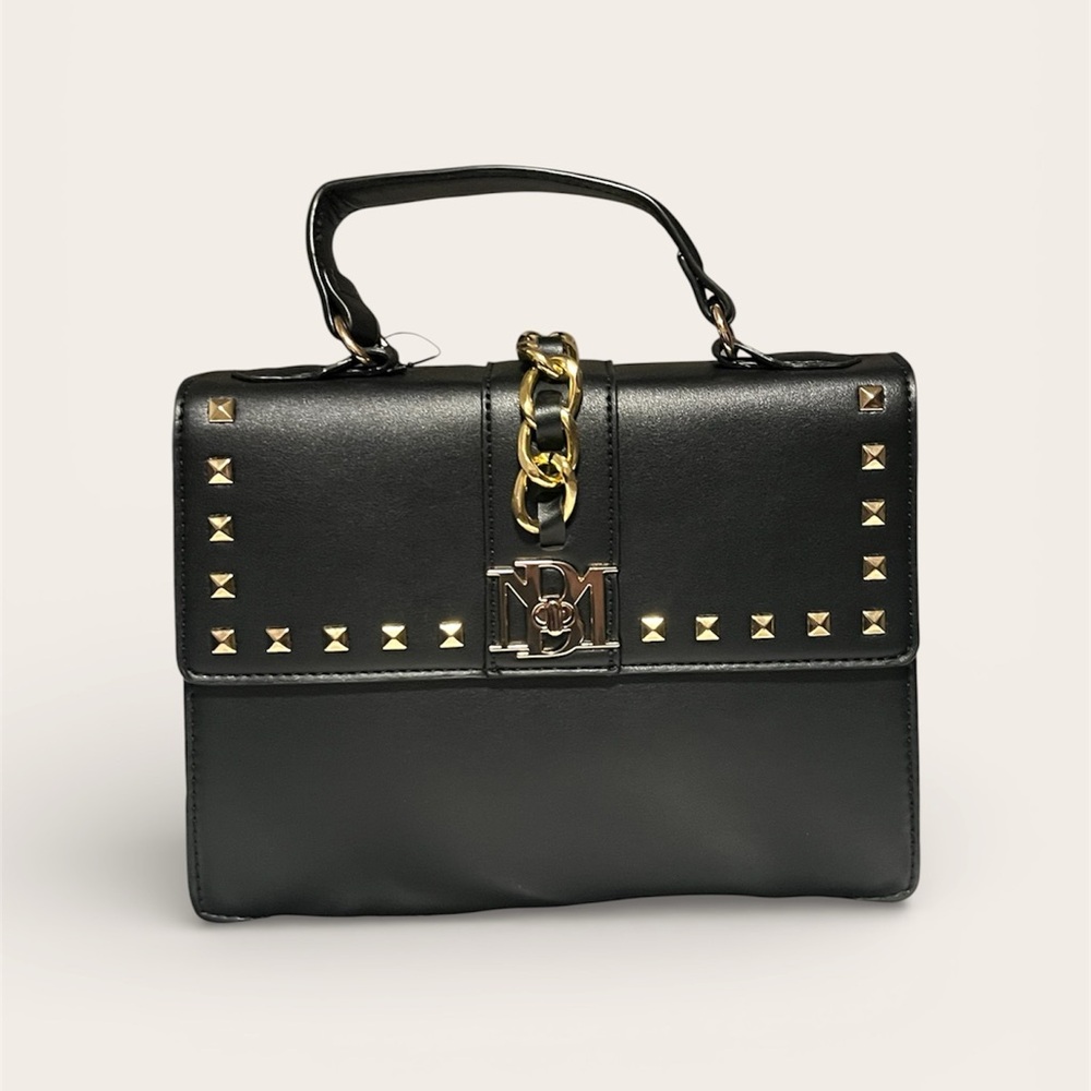 Badgley Mischka Black Satchel with Gold Studs